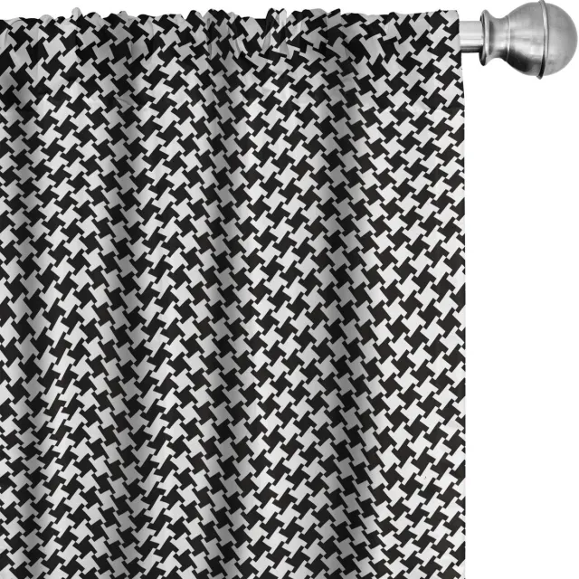 ABAKUHAUS Hondentandpatroon gordijnen – 2x75x225 cm – Microfiber Charcoal Grau