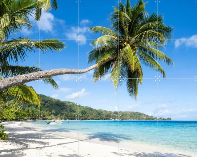 IXXI Matira Beach - French Polynesia, Jan Becke - 100 x 80 cm - Grote wanddecoratie en posters - Kleurrijk, Fotografie, Slaapkamer, Woonkamer Blauw