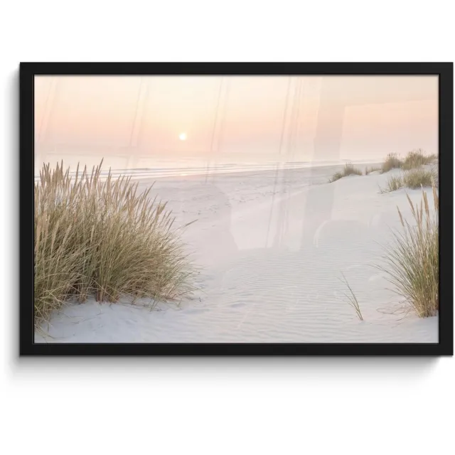 FrameYourWall Poster in lijst - Fotolijst 60x40 cm - Posters - Horizon - Duinlandschap - Zand - Posterlijst zwart - Decoratie - Wanddecoratie woonkamer - Muurdecoratie slaapkamer