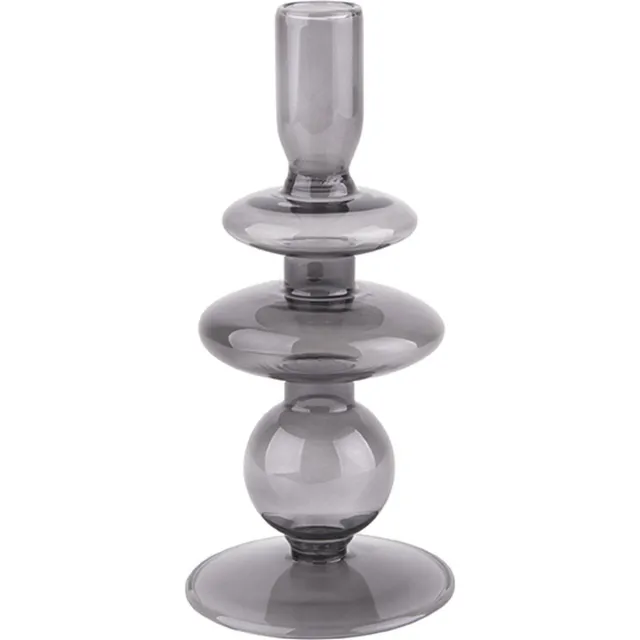 Present Time Kandelaar - Glas Ringen Zwart Klein