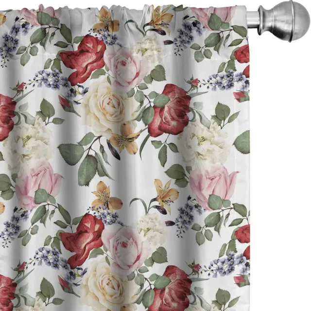 ABAKUHAUS Shabby Flora – Voorhangen 2x75x225 cm – Lichtroze crèmekleur Pale Pink Cream