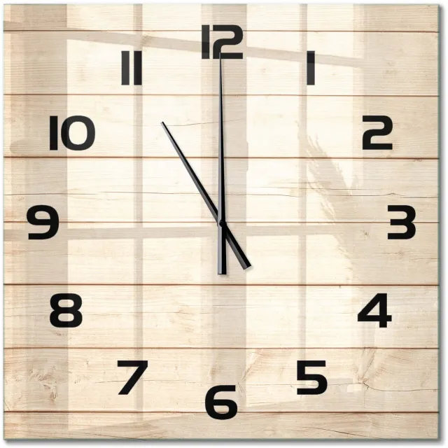 TULUP Wandklok - Houten achtergrond Wandklok Glas Met Motief - 60x60 cm - Beige Decoratieve Glazen Klok - Zwarte handen - Vierkante Klok - Gekleurde Glazen Klok - Glazen Klok Met Print