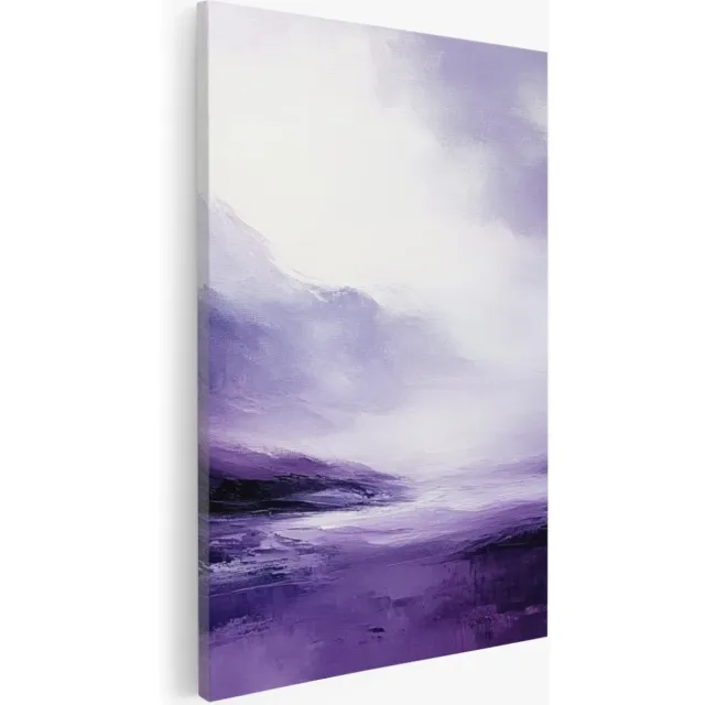 Saammp Canvas Schilderij - Paars - minimalistische kunst - Wit - Abstracte - 40x60 - Foto op canvas - Wanddecoratie - Muurdecoratie Woonkamer - Kantoor Decoratie Multicolor