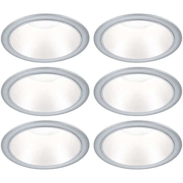Paulmann LED-inbouwlamp 3-Step-Dim Cole Coin Set van 6 IP44 rond 88 mm Coin 6x6W 6x470lm 230V dimbaar 2700K Zilver mat