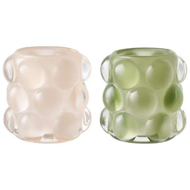 Nest of Nora Kaarsenhouders set van 2 - Glas - Beige-Groen
