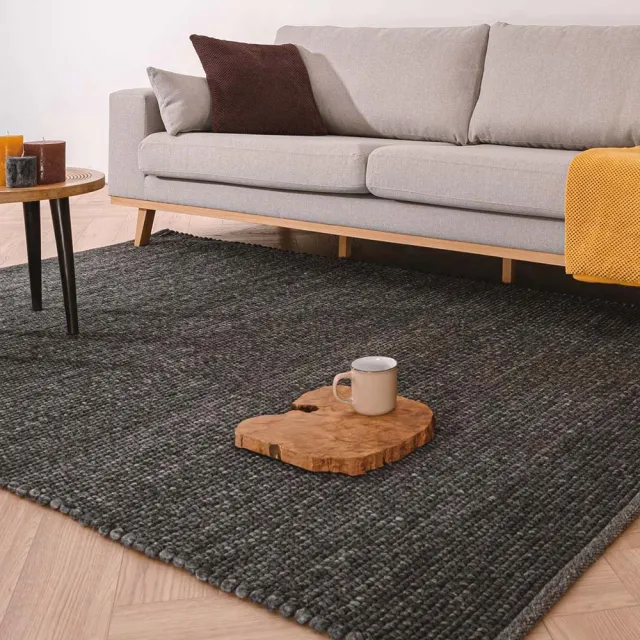 Nordic Weavers Wollen vloerkleed - Lett donkergrijs 140x200