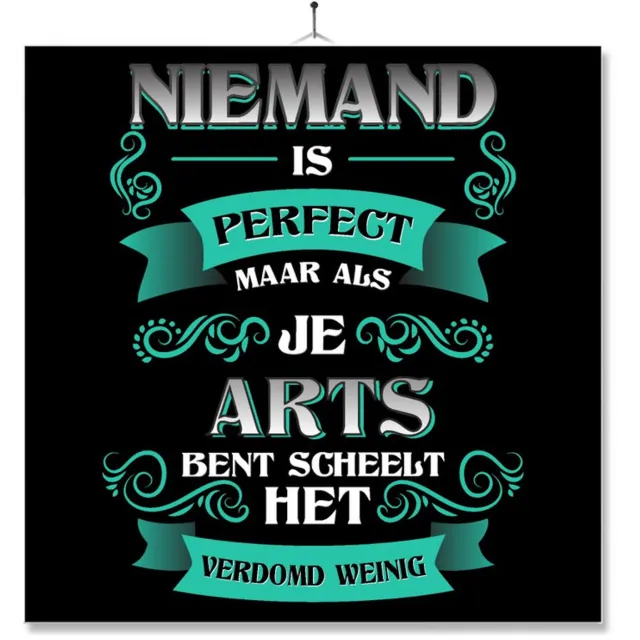 MC Living Tegel Met Opdruk | Kado | Cadeau | Niemand Is Perfect | Beroep | Arts Multi-Color