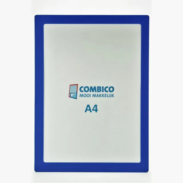 Infoframe by Combico Infoframe A4 blauw met plakstrips-Magnetische wissellijst voor wanden en deuren-Informatielijst-Magneetdisplay-Fotolijst-Magneetlijst-Milieubewuste productie