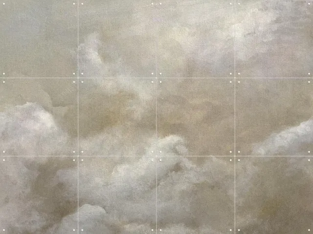 IXXI Cloud, Dan Hobday & Various - 80 x 60 cm - Grote wanddecoratie en posters - Naturalisme, Kwaststreken, Impressionisme, Abstract, Slaapkamer Grijs / Wit / Beige