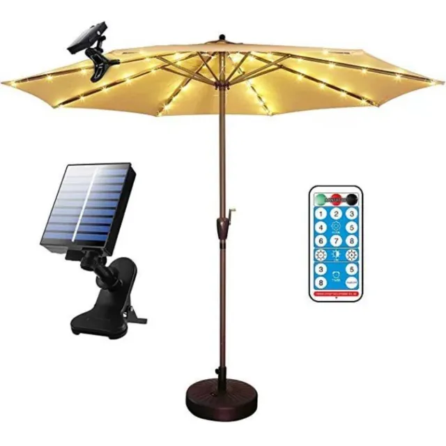 GelldG Zonneschermverlichting - Solar Lichterkette met 104 LEDs - IP67 Waterdicht - Warm Wit Licht met 8 Modus en Afstandsbediening - Geschikt voor Tuin, Terras, Camping en Binnenshuis Decoratie - Kunststof