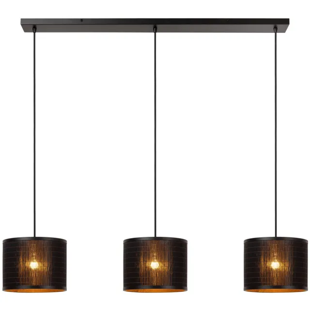 Lucide TAGALOG - Hanglamp - Ø 40 cm - 3xE27 - Zwart | Essential Zwart, Naturel