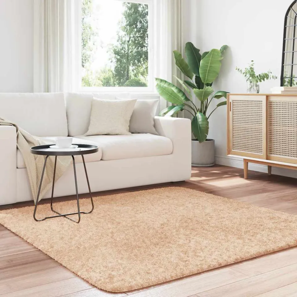 vidaXL Hoogpolig vloerkleed NAVARRA 160x160 cm polyester beige, foto 3