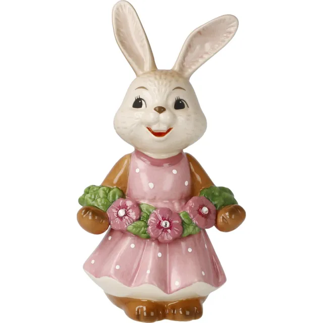 Goebel Pasen | Decoratief beeld Haas Zoete Bloemenfee | Aardewerk - 12cm - Paashaas Haas Magisch versierd