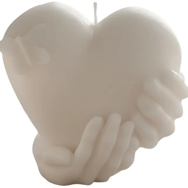 Scentulp Figuurkaars Hart in Handen - Handgemaakt met kokos-vanille geur - Decoratief en sfeervol wit