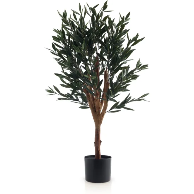 Meisterhome Kunst Olijfboom 90 cm – Grote Mediterrane Kunstplant – Realistische Kunstboom met Olijven - Inclusief pot – Onderhoudsvrij voor Woonkamer & Kantoor Olijfgroen