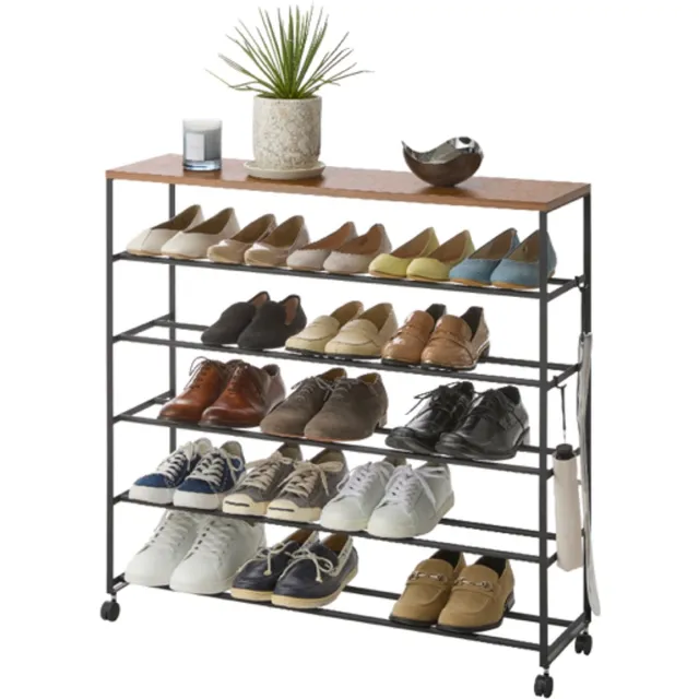 Yamazaki Tower Schoenenrek op wielen 5-laags - Zwart