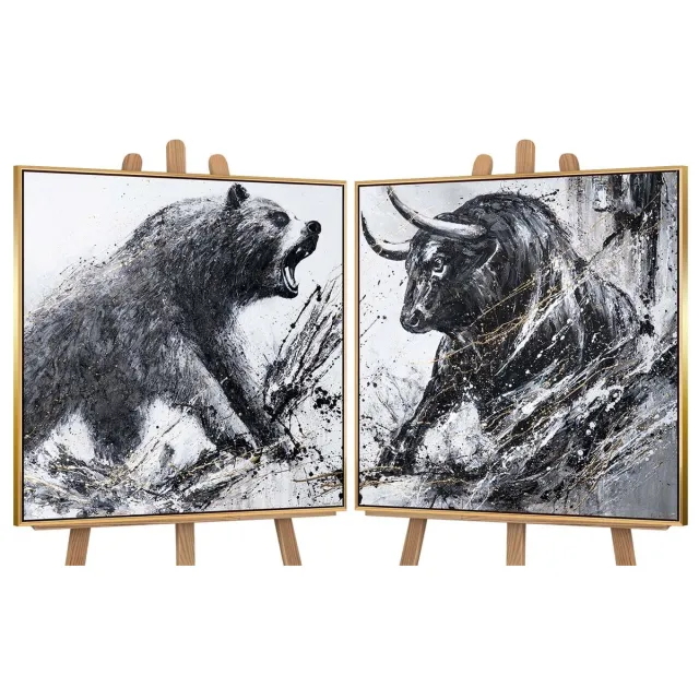 Canvas schilderij handgeschilderd wild impulse abstract – YS-Art Gallery – Luxe wanddecoratie voor woonkamer – Modern schilderij voor slaapkamer en hal goud