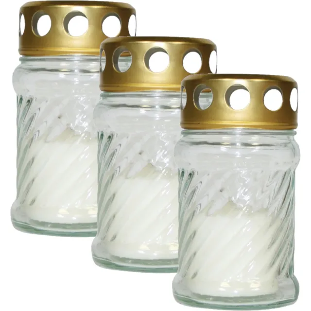 Cosy&Trendy Cosy & Trendy Grafkaars - 3x stuks - gedenklicht met deksel - wit - 7 x 12 cm - 10 branduren