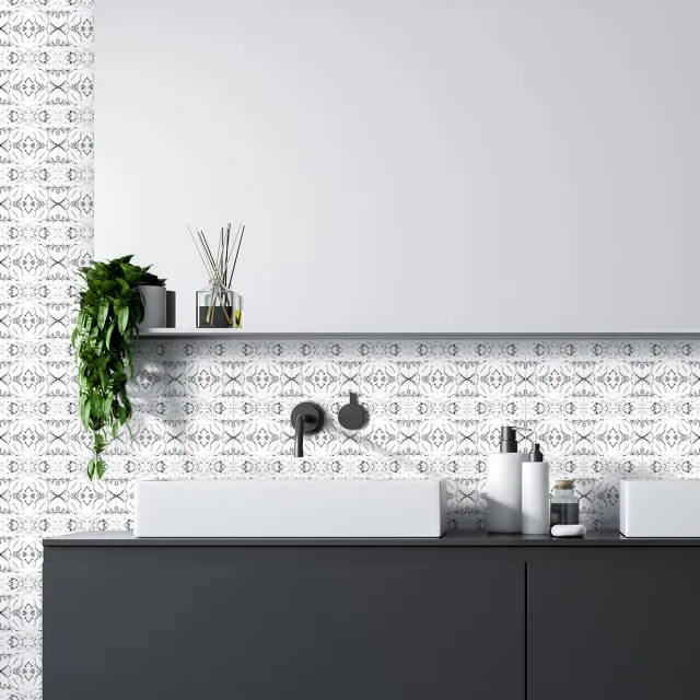 Ambiance Sticker Tegelstickers voor de muur in keuken en badkamer - 24 grijze tegels met marmerlook - 24 stickers van 10x10 cm Multi color