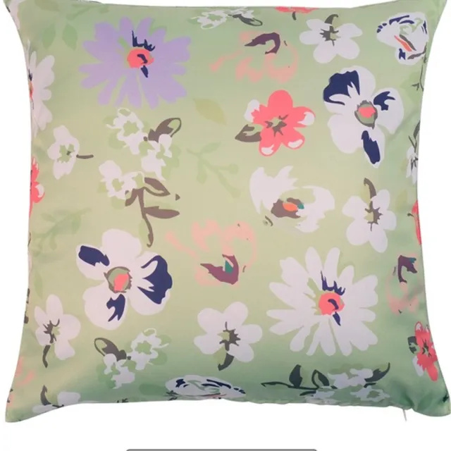Hoyz Valerie Outdoor Flower Print L.Groen Kussen | 45 X 45 | Sierkussen Voor Woonkamer Of Slaapkamer