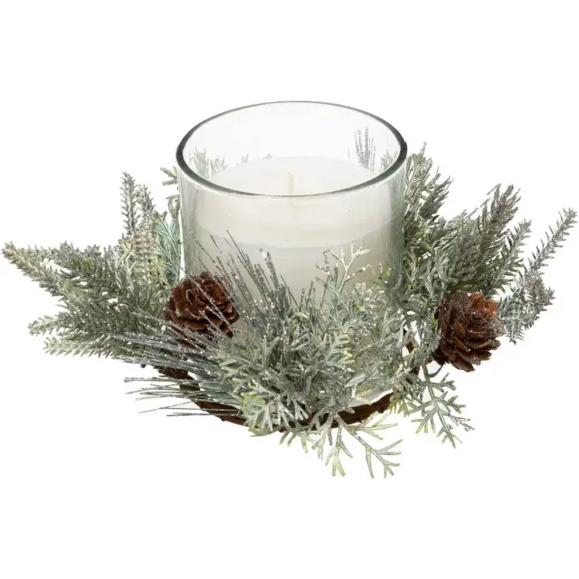 Feeric lights & Christmas Feestelijke kerststuk met kaars, 210 g Blanc