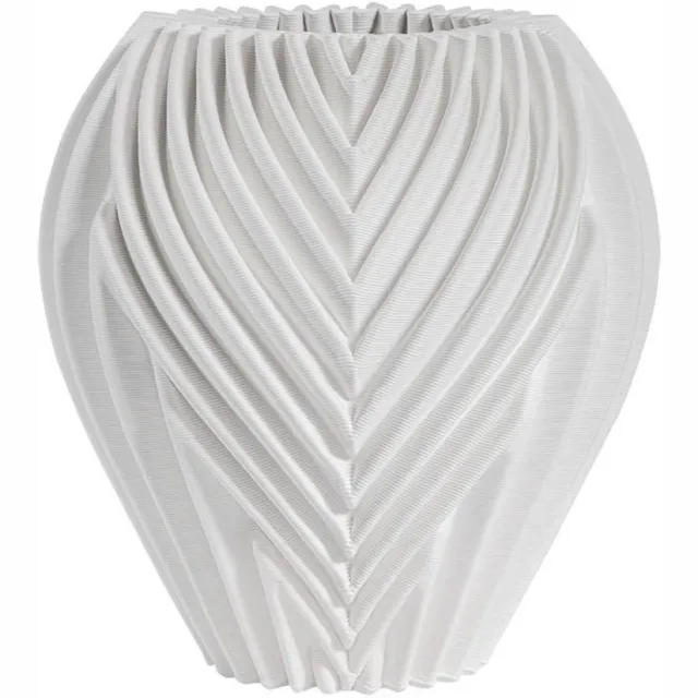 Fugurato Pina Vaas Wit - Keramiek met Geometrisch 3D-Reliëf - Ø24,5 x H26,5 cm