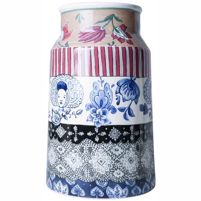 Heinen Delfts Blauw Melkbusvaas The Heritage Collection - Kanten Isabee - Keramiek - 30 cm Multicolor