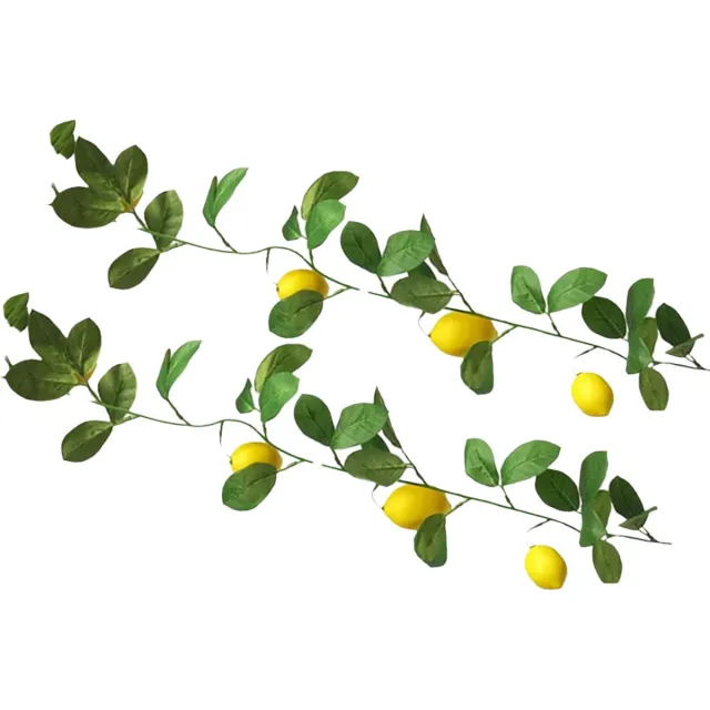 Bellatio Design Kunstbloem citrusfruit tak citroen - 2x - 180 cm - geel - citrusfruit slinger/guirlande - decoratie
