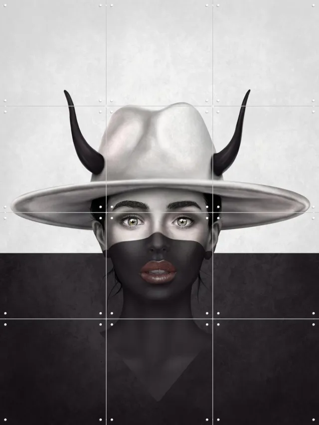 IXXI The Good The Bad, Erik Andreas - 60 x 80 cm - Grote wanddecoratie en posters - Illustraties, Portretten Zwart en wit