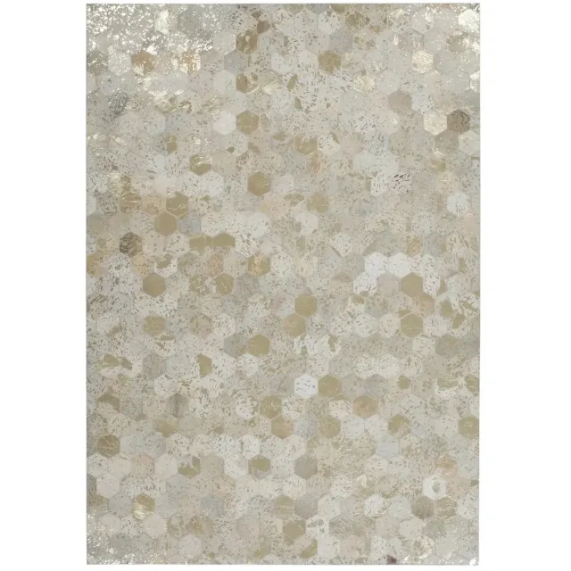 Dutch XXL Leren Vloerkleed | Tapijt | Spark | Hexagon | Crème/Goud Crème / Goud