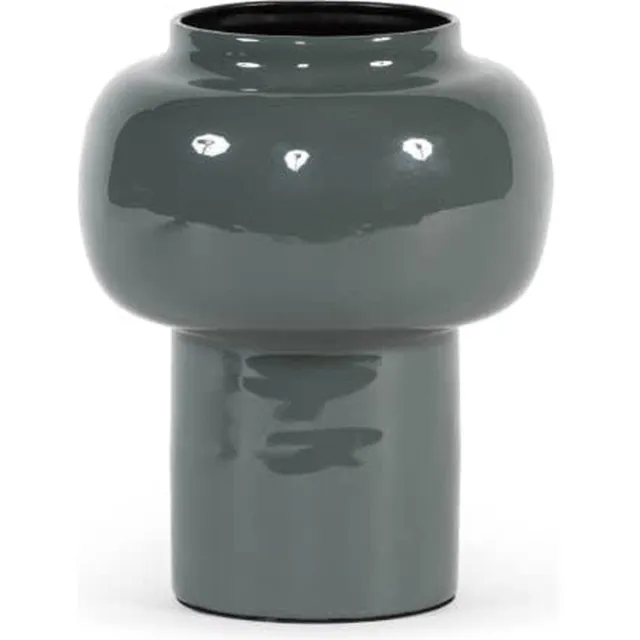 Dekocandle Vaas Enamel Green-Grey - Ø 20 x 24 cm - Metal Wit