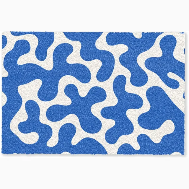 Unyqoos Stijlvolle en deurmat voor binnen en buiten met abstracte blauwe golven