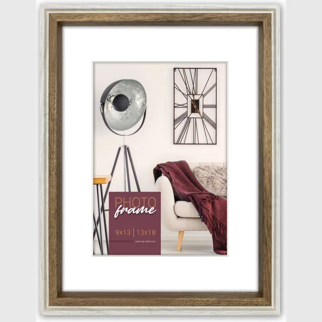 Zep Houten fotolijst Palmi Wit met Passe-Partout voor foto 9x13/13x18 - DN957W