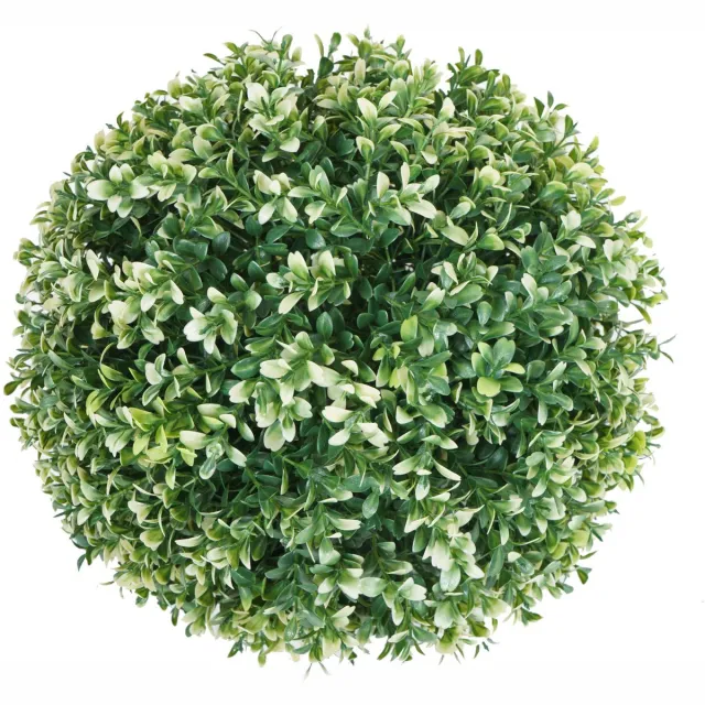 MCW Kunststruik MCW-L77, bol decoratieve plantendoos boom bol kunstplant buxus, buiten Ø 35cm ~ wit