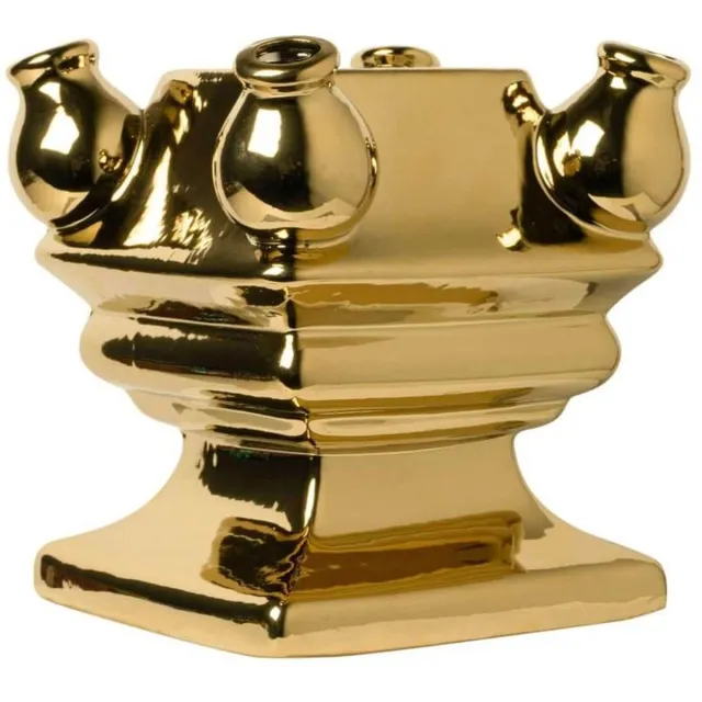 Heinen Delfts Blauw Tulpenvaas Stapelgekte - Goud - Bodem - 17 cm
