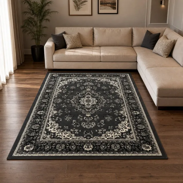 Muratap Nain Klassiek Vintage Oosters Vloerkleed Medaillon Grijs- 200x290 CM