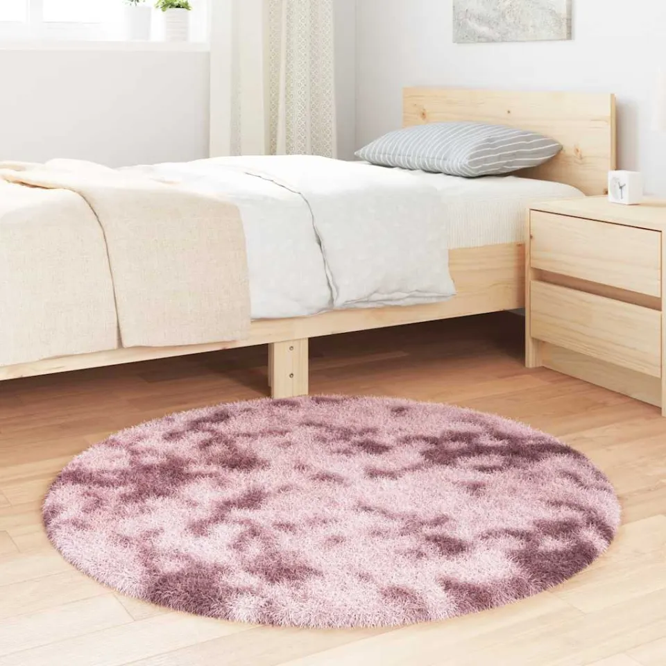 vidaXL Hoogpolig vloerkleed NAVARRA 100x100 cm polyester stoffig roze, foto 3