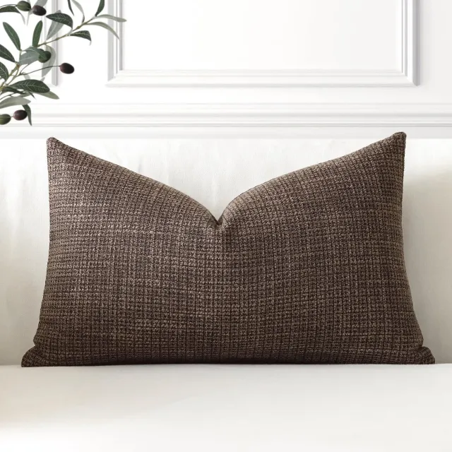 Famanu Kussenhoes van linnen, 1 stuk, pure kleur, voor huisdecoratie in woonkamer en slaapkamer, donkerbruin, 40 x 60 cm, een stijlvolle toevoeging aan je interieur