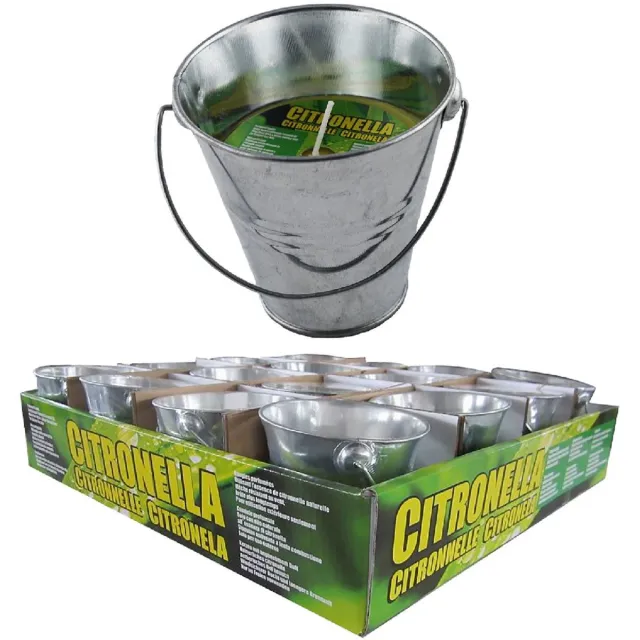 Basic Citronellakaars in Metalen Emmer 9 cm Kleurenmix