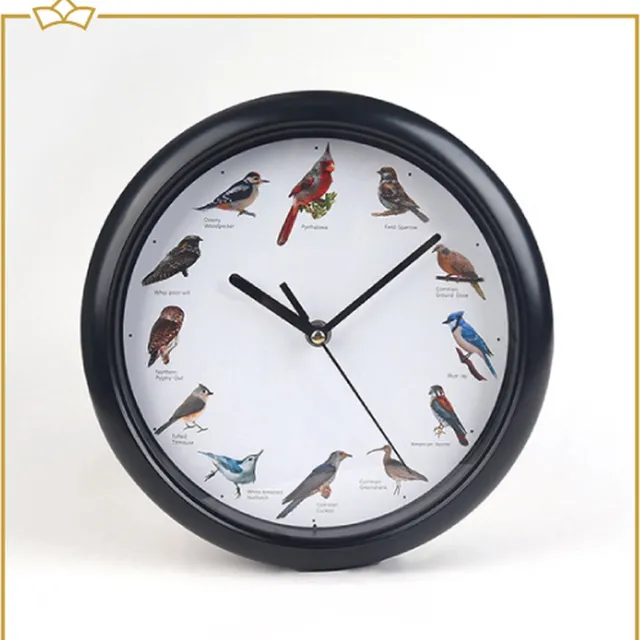 Attrezzo Wandklok met vogelgeluiden - Birdsong klok Zwart