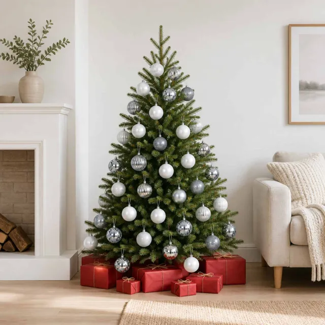 vidaXL Kerstballen set 50 st Wit en Grijs Dia. 8 cm Polystyreen