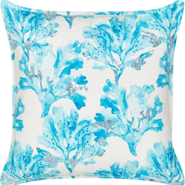 Beliani ROCKWEED - Sierkussen - Wit/Blauw - 45 x 45 cm - Katoen
