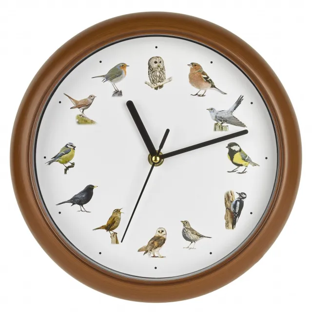 TFA Dostmann TFA Bird vogelgeluiden 25 cm wandklok - Klok met echte vogelgeluiden Wit