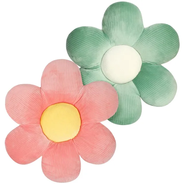 Ibenzoa Pluizige Bloemvormige Kussenset van 2 Stuks, Zachte Zitkussens voor Thuis en Auto in Diverse Kleuren roze