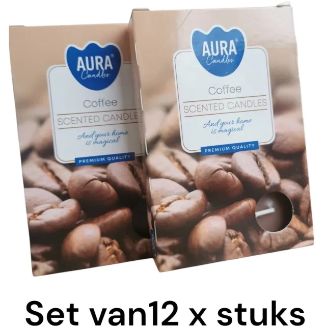 Han-Bar Han‑Bar® Theelichtjes Koffiegeur - Geurend - 2 X doos van 6 - cadeau - Paraffine bruin