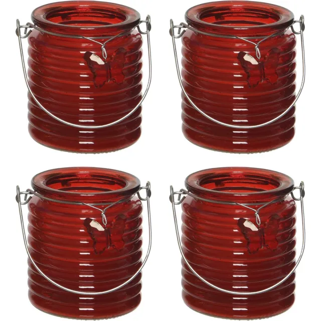 Decoris Citronella kaars - 8x - in windlicht - rood - 20 branduren - citrusgeur
