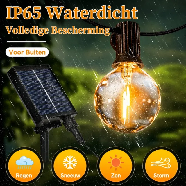 Solar lichtslinger - LED lichtsnoer - Solar verlichting - Tuinverlichting - Buitenverlichting - Lichtslinger 30 meter - USB C oplaadbaar - Afstandsbediening - Dag en nachtsensor - IP65 waterdicht - Warm wit 3500K - solar lichtsnoer buiten - Tredax
