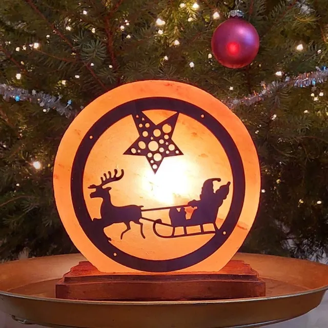 Selnature Himalaya zoutlamp 3 kilo Kerstmis arrenslee met ster -Selnature- !! GRATIS VERZENDING !! (inclusief kabel en gloeilampje) oranje