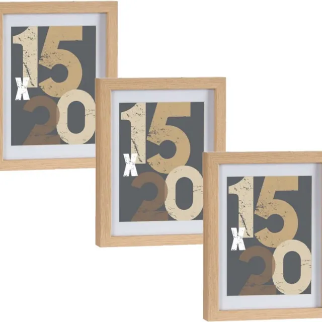 Arte r 3x stuks houten fotolijst - bruin - 18 x 24 cm - fotolijstje - met passe-partout - decoratie