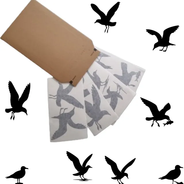 Kiedoka Zelfklevende raamstickers Meeuwen – 8-delig – Raamstickers Vogels - Permanente raamdecoratie voor binnen en buiten Zwart
